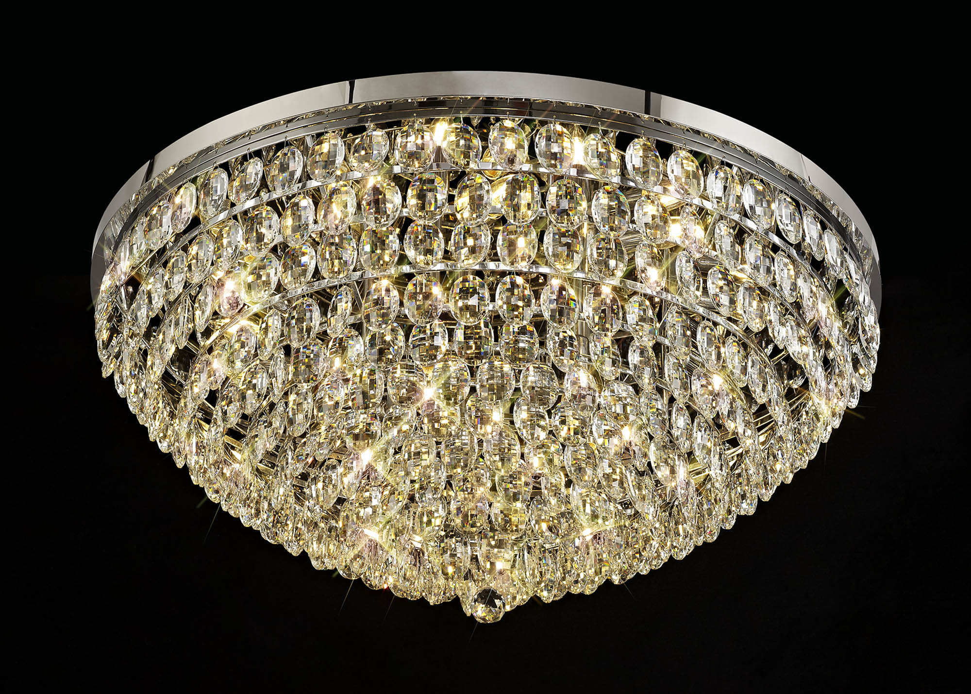 Coniston Polished Chrome Crystal Ceiling Lights Diyas Flush Crystal Fittings